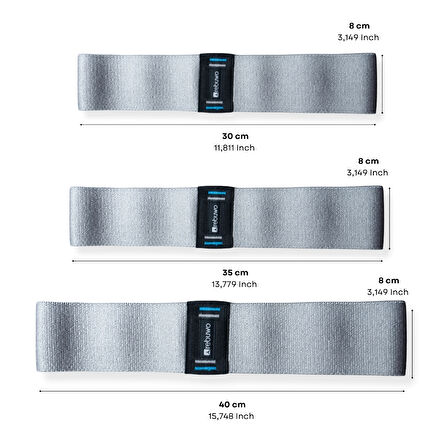 Rebuwo Pro Gri Squat Bant 40 CM| Pilates, Fitness, Kalça Egzersizleri İçin Direnç Bandı – Direnç Lastiği